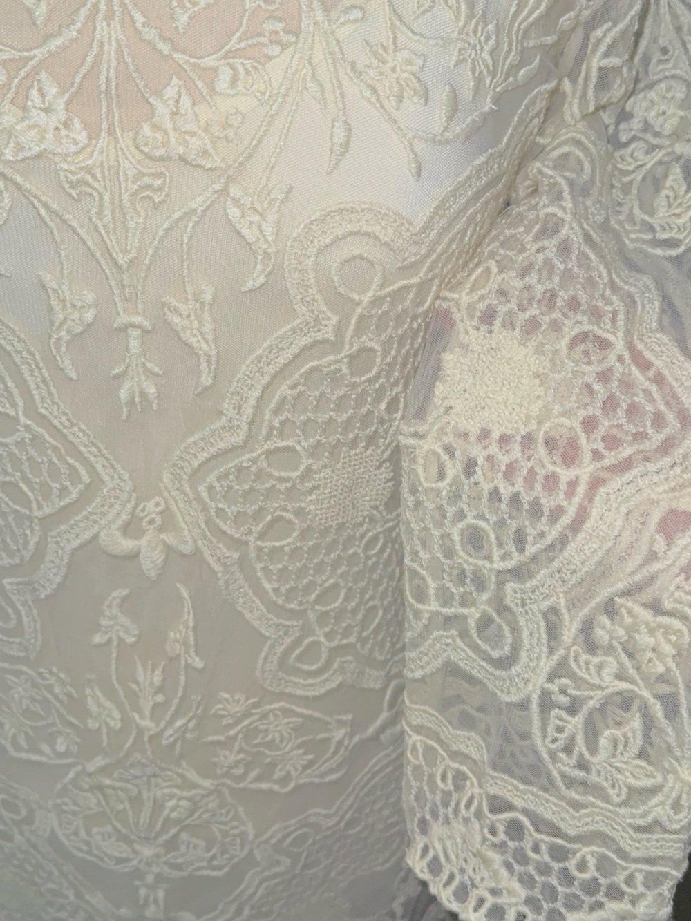 Hale Bob Cream Lace Long-Sleeve Mini Dress - Picture 3 of 7